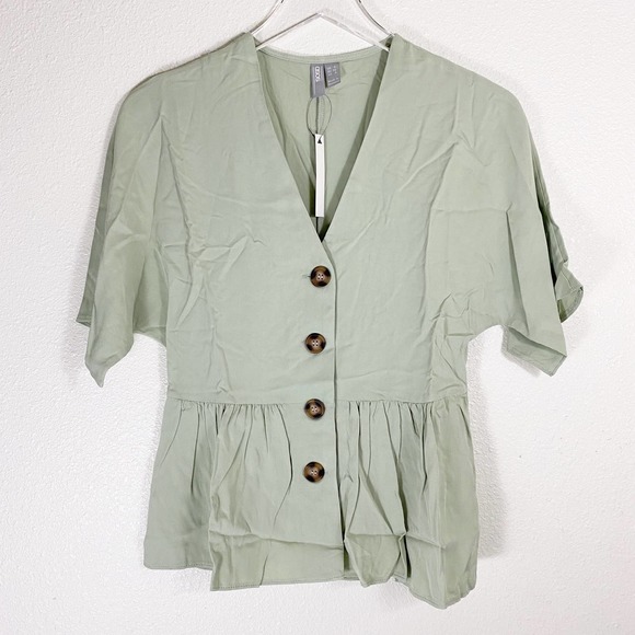 Asos Design Peplum Top Sage Size US 0 - Picture 3 of 8